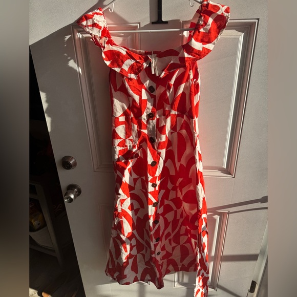 Anthropologie Red and White Patterned Dress - Picture 4 of 4
